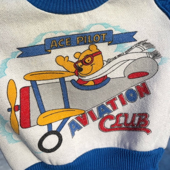 80s Set of 3 Kids Baby Disney Pooh Aviation Pilot Snoopy Sweatshirts - Picture 3 of 15